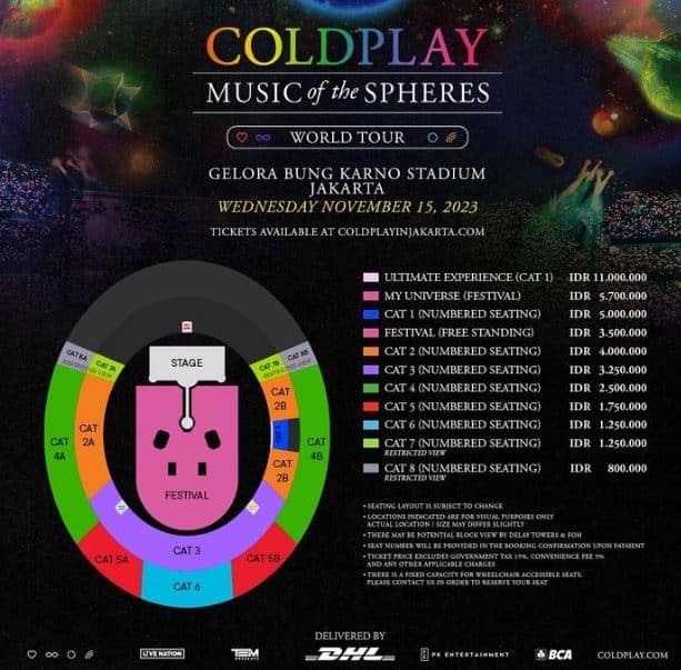 harga tiket konser Coldplay 2023