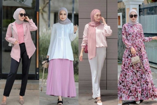 9 OOTD Pinky Hijab yang Manis dan Feminim