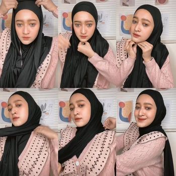 Gaya Hijab Pashmina Jersey Simpel