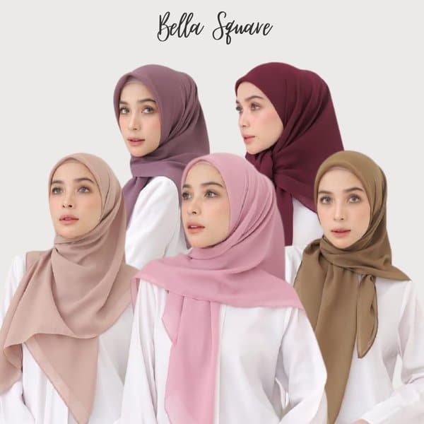 5 Tutorial Hijab Bella Square Simple