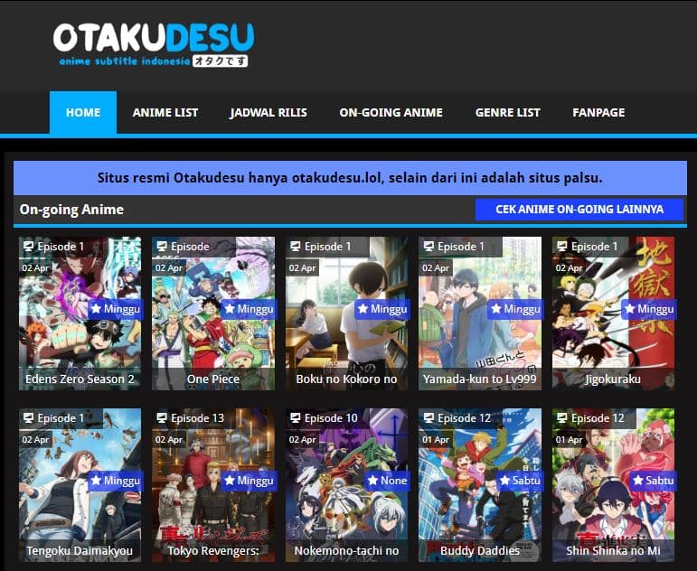 Otakudesu Nonton dan Unduh Anime Terbaru Full HD Sub Indo
